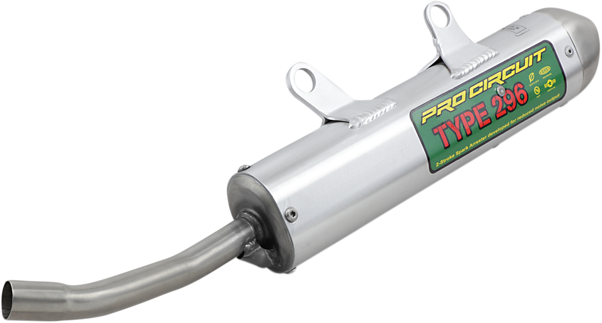 PRO CIRCUIT spark arrestor silencer for off-road bikes, showing the quiet performance design and durable construction.