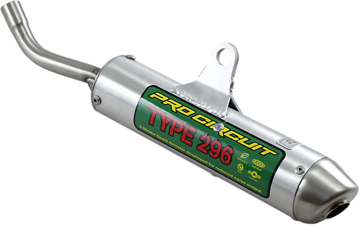 PRO CIRCUIT spark arrestor silencer for motorcycles, designed for quiet operation and noise-sensitive areas, shown in the image.