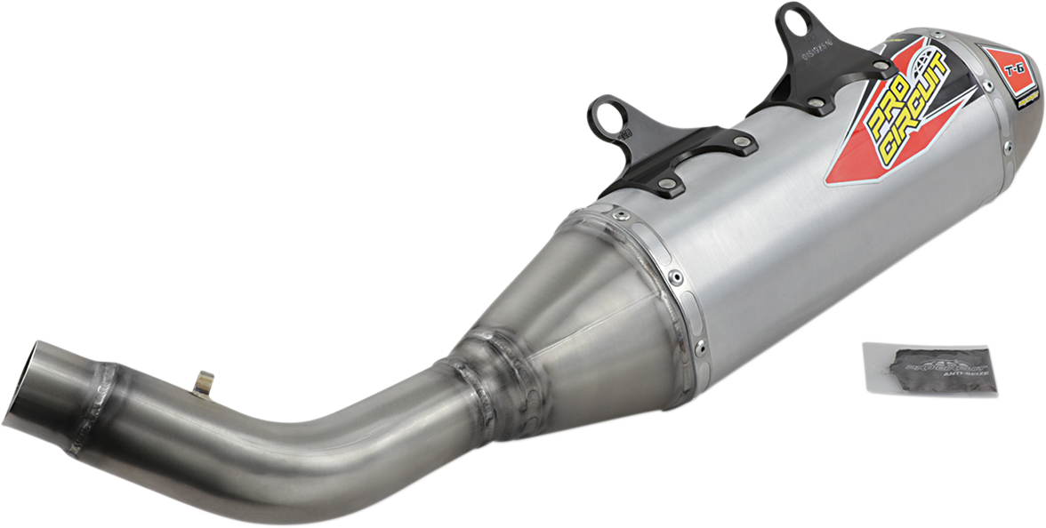 PRO CIRCUIT T-6 muffler, stainless slip-on silencer for motorcycles, designed for durability and enhanced performance.