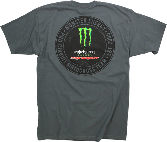 PRO CIRCUIT Charcoal T-Shirt with Monster Energy logo, XL size, casual cotton fabric, front graphic design, lightweight and comfortable