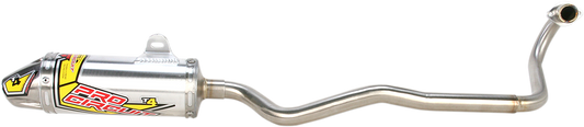 Pro Circuit T-4 exhaust system for enhanced performance and durability, shown in a detailed view of the lightweight motorcycle exhaust