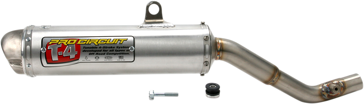 PRO CIRCUIT T-4 Silencer for XR400R motocross bike, black aluminum muffler with mounting hardware, part number 4H00400