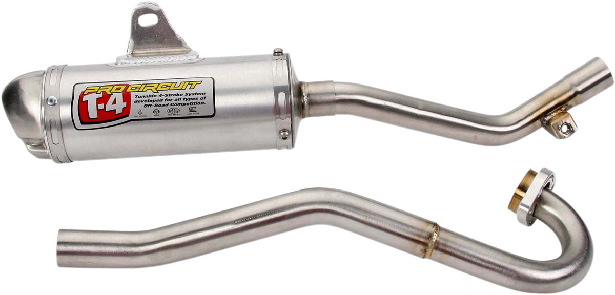 Pro Circuit T-4 exhaust system for enhanced performance and durability, shown on a motorcycle or vehicle.
