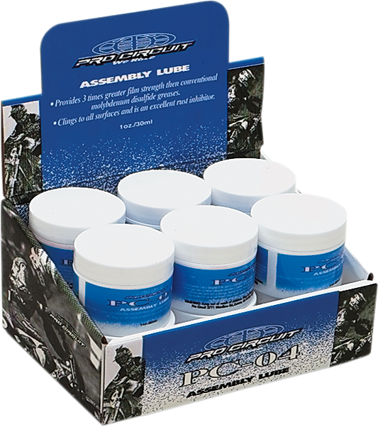 Pro Circuit Assembly Lube PC-04 in 1 fl oz bottles, showing the product packaging and label for engine protection.