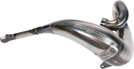 Pro Circuit Works Pipe PH02250 high-performance motorcycle exhaust with a bare metal finish, showcasing its sleek metal design.