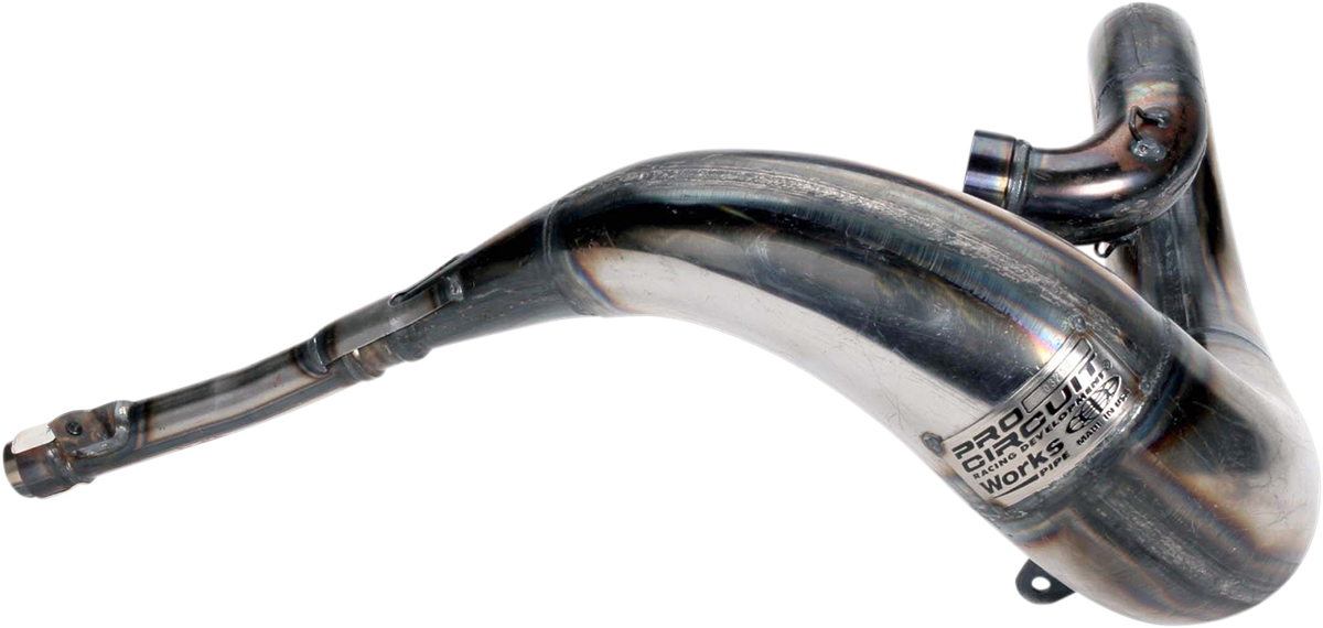 PRO CIRCUIT Works Pipe PH03250 motorcycle exhaust in bare metal finish, high-performance aftermarket motorcycle exhaust pipe.