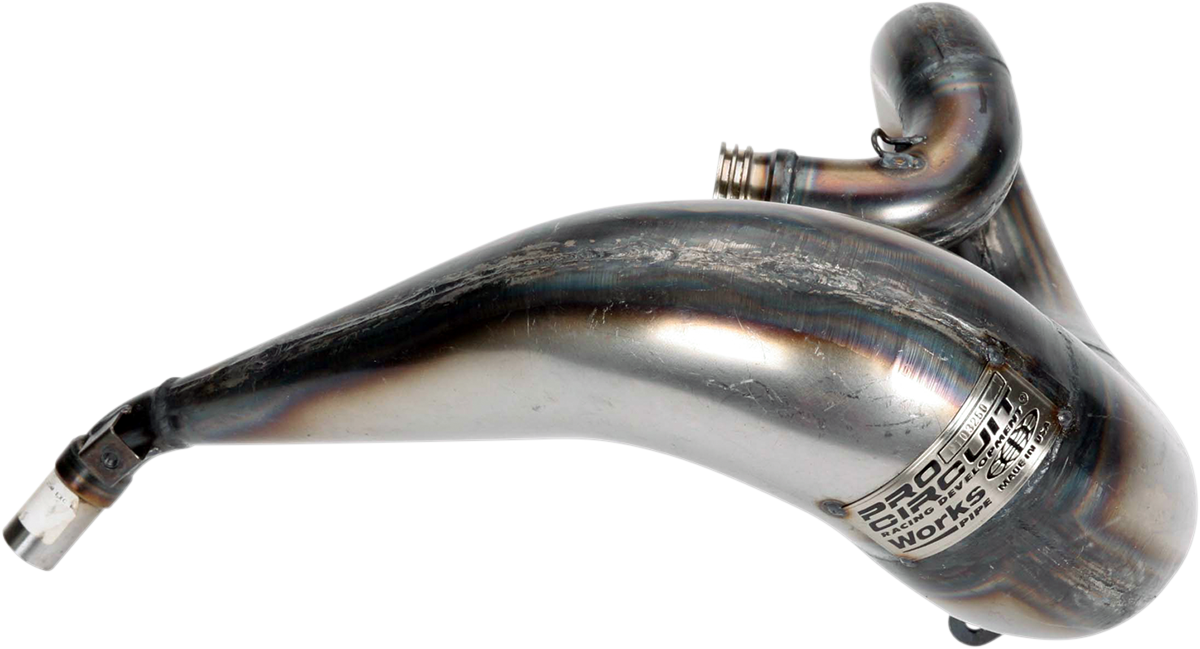PRO CIRCUIT Works Pipe PT03250 motorcycle exhaust in bare metal finish, high-performance exhaust system for bikes.