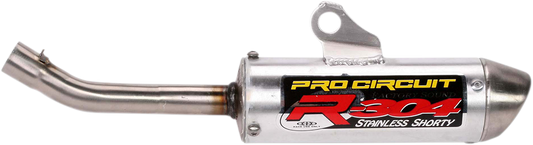 PRO CIRCUIT R-304 silencer for two-stroke racing engines, shown in black with branding details.