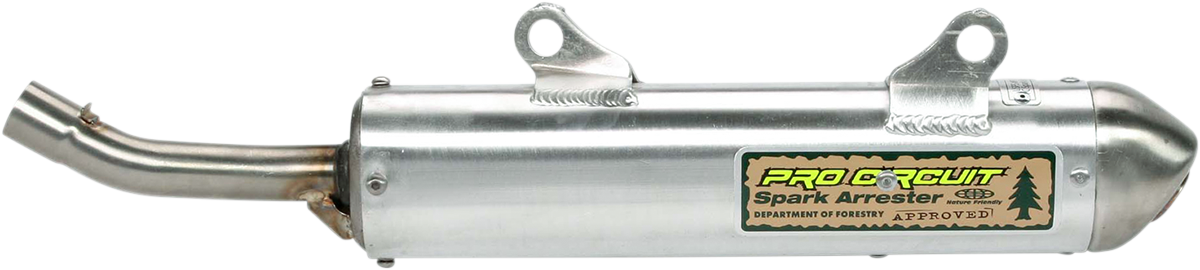 Pro Circuit spark arrestor silencer for Honda CR250R 2000-2001 motorcycle, part no. SH00250-SA, with metal mesh and mounting flange.