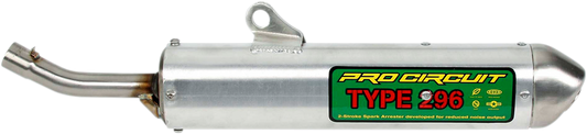 PRO CIRCUIT Spark Arrestor Silencer SH02125-296 for dirt bikes, showing the compact, metallic spark arrestor with mounting features