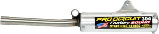 PRO CIRCUIT 304 Silencer for off-road motorcycles, showing the metal muffler with brand markings and mounting features.