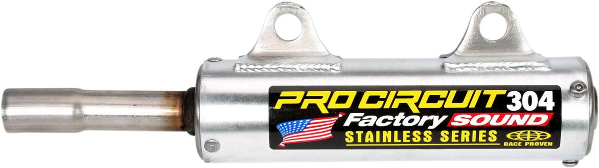 PRO CIRCUIT 304 Silencer exhaust for motorcycles, durable metal construction with sleek black finish.