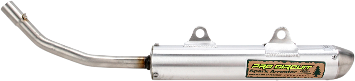 PRO CIRCUIT spark arrestor silencer for Kawasaki KX125 (1995-1998), motorcycle exhaust component with metal mesh and mounting hardware.