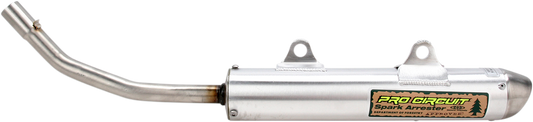 PRO CIRCUIT spark arrestor silencer for Kawasaki KX125 (1995-1998), motorcycle exhaust component with metal mesh and mounting hardware.