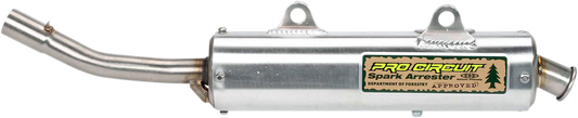 PRO CIRCUIT spark arrestor silencer for Kawasaki KX250 1995-1998 motorcycle, part number SK95250-SA, shown in the image.