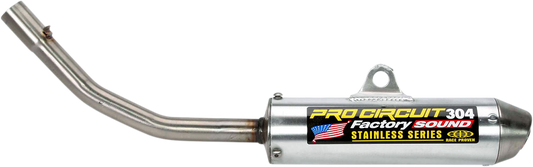 PRO CIRCUIT 304 Silencer SK99125-SE for motorcycle exhaust, showing the metallic finish and compact design.