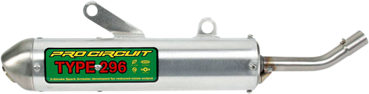PRO CIRCUIT spark arrestor silencer SS02125-296 for trail riding, showing the stainless steel construction and mounting details.