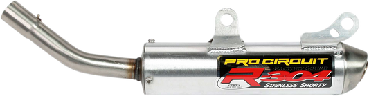 Pro Circuit R-304 silencer for two-stroke racing engines, stainless steel construction, designed for high-performance motocross bikes.