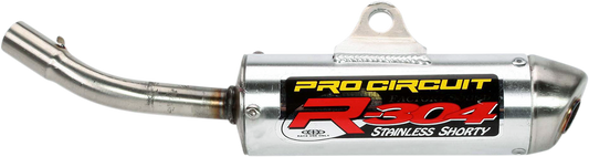 Pro Circuit R-304 Silencer for two-stroke racing engines, cylindrical metal exhaust component with mounting brackets.