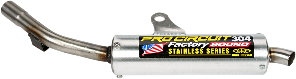 Pro Circuit 304 Silencer for enhanced performance and noise reduction, shown on a motorcycle exhaust system.