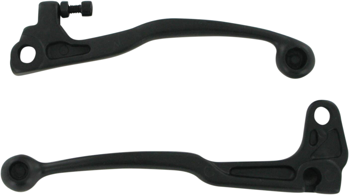 Black Parts Unlimited Shorty Power Lever Set with durable levers, designed for motorcycle handlebar control.