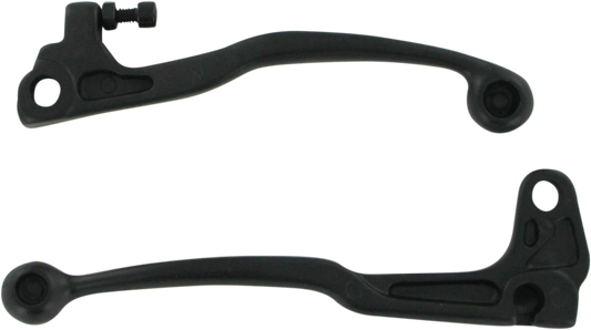 Black Parts Unlimited Shorty Power Lever Set with durable levers, designed for motorcycle handlebar control.