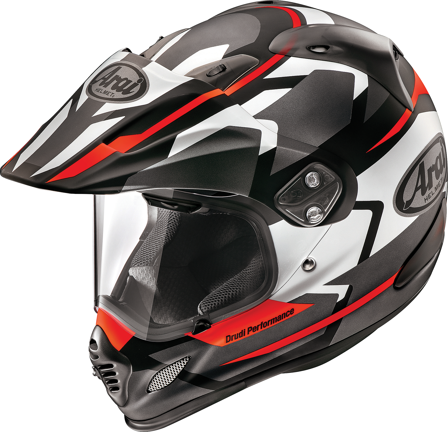 Arai XD-4 depart helmet in black and silver frost, extra small size, featuring aerodynamic design and ventilation for motorcycle riding.