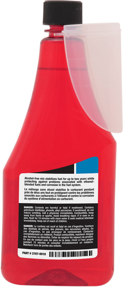 DRAG SPECIALTIES OIL fuel treatment and stabilizer bottle, 12 fl oz, with label and cap visible on the container.