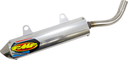 FMF Powercore 2 muffler part for 2-stroke engines, showing the FMF branded motorcycle exhaust muffler with metal finish.