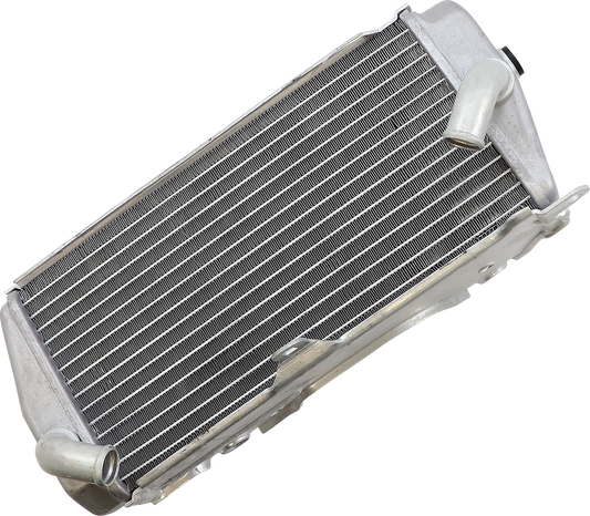 Moose Offroad OEM radiator replacement for Honda, left side view, durable metal construction for off-road vehicle cooling.