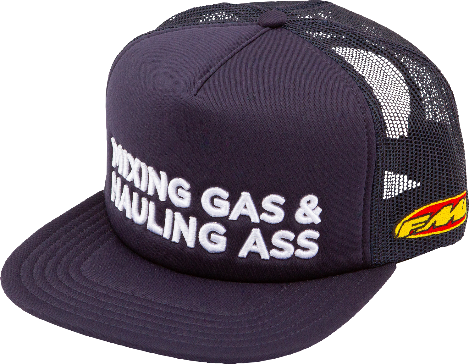 FMF Gass Hat - Navy FA7196903NVY | Five-Panel Mesh Trucker Cap with Embroidered Logo