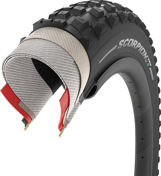 PIRELLI Scorpion™ E-MTB R Tire for 27.5-inch electric mountain bikes, 2.8-inch width, 35 C tread pattern on black rubber