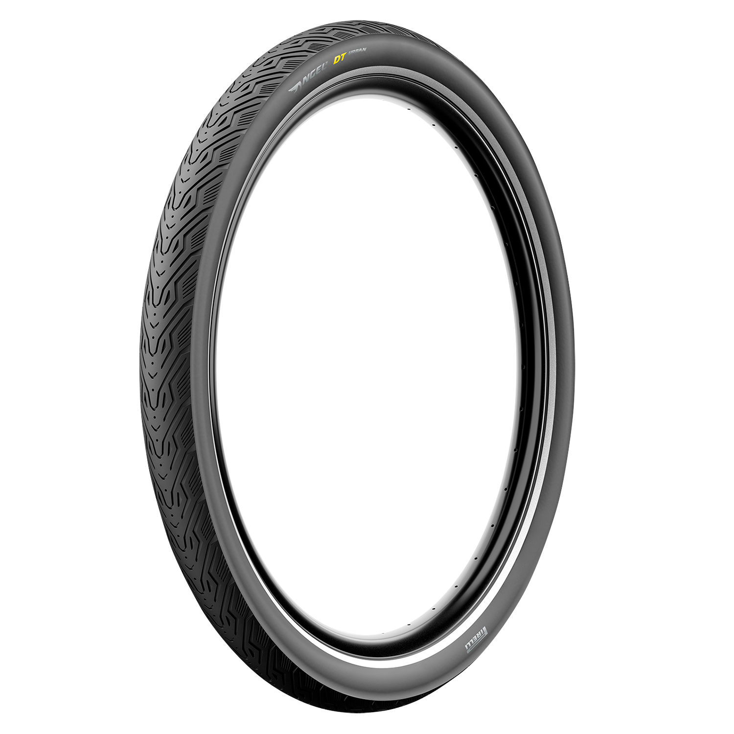 Pirelli Angel™ DT Urban Tire 700 x 45C (47-622) with tread pattern designed for city riding on a bicycle wheel