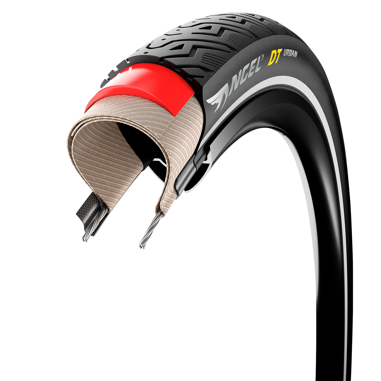Pirelli Angel™ DT Urban Tire 700x45C (47-622) with textured tread for city cycling, sidewall branding visible.