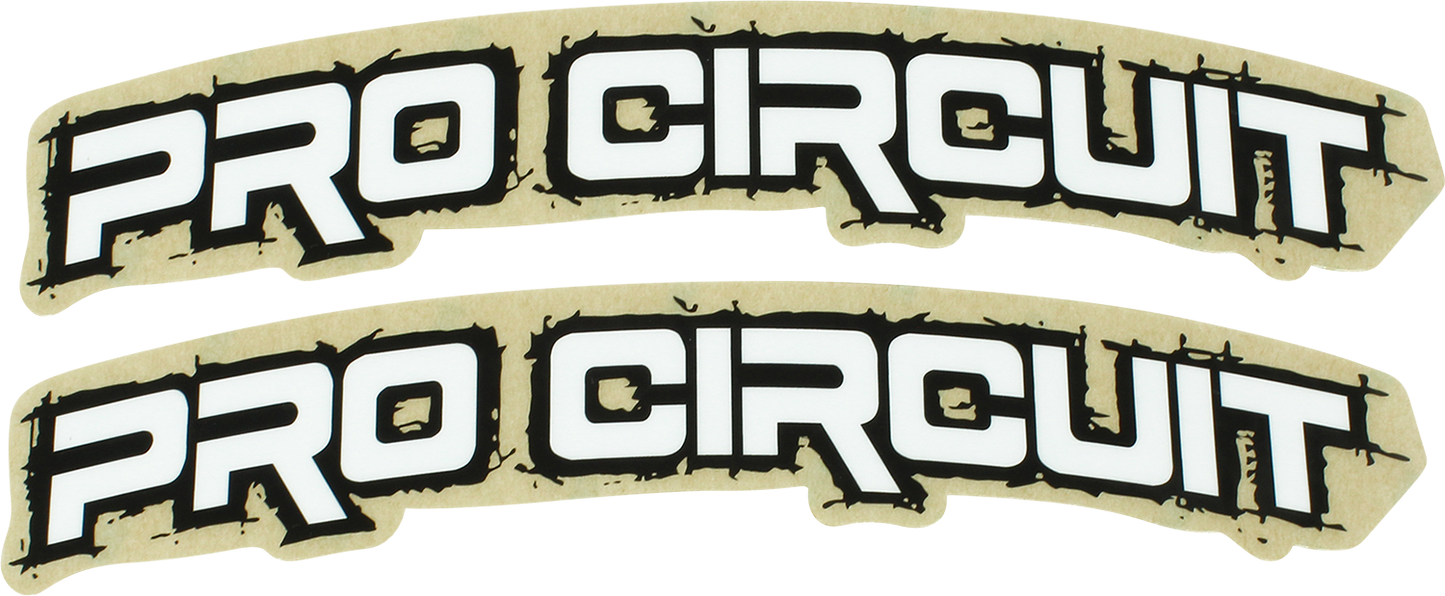 PRO CIRCUIT Fender decal in retro white with PRO CIRCUIT branding, designed for guitar or amplifier customization.