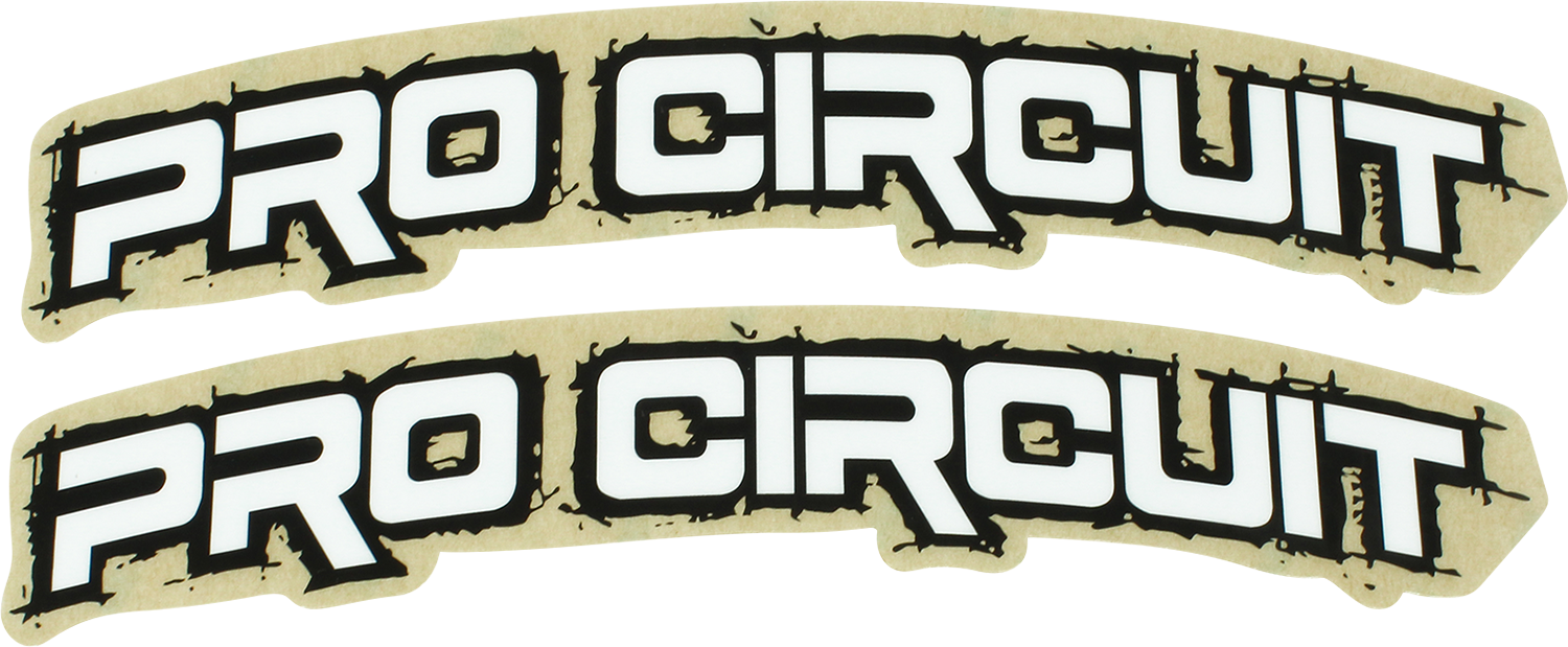 PRO CIRCUIT Fender decal in retro white with PRO CIRCUIT branding, designed for guitar or amplifier customization.