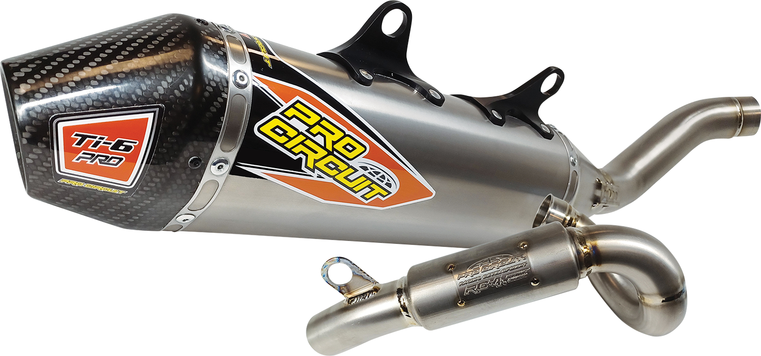 Pro Circuit TI-6 Pro exhaust system for enhanced performance, featuring a sleek titanium design and durable construction.