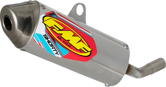 FMF Powercore 2 Shorty motorcycle muffler, high-performance exhaust for tight tracks and supercross racing, black finish