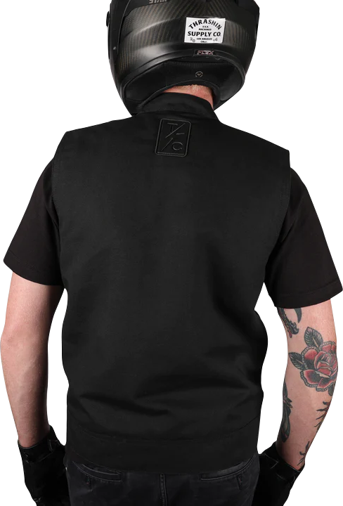 Black THRASHIN SUPPLY CO. Nightrider v2 riding vest in 2XL size, featuring a sleek design and durable fabric.
