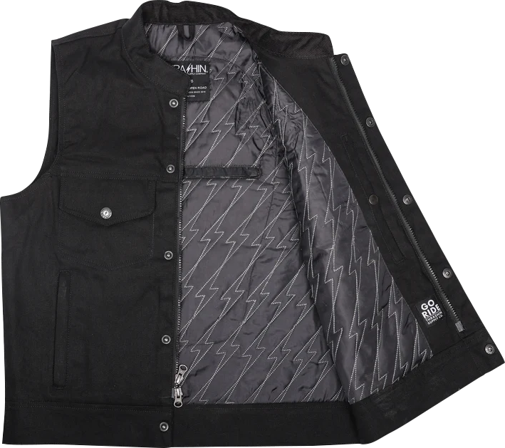Black THRASHIN SUPPLY CO. Nightrider v2 riding vest in 2XL size, featuring durable material and multiple pockets.