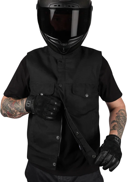 Black THRASHIN SUPPLY CO. Nightrider v2 riding vest in XL size, featuring durable fabric and adjustable straps.