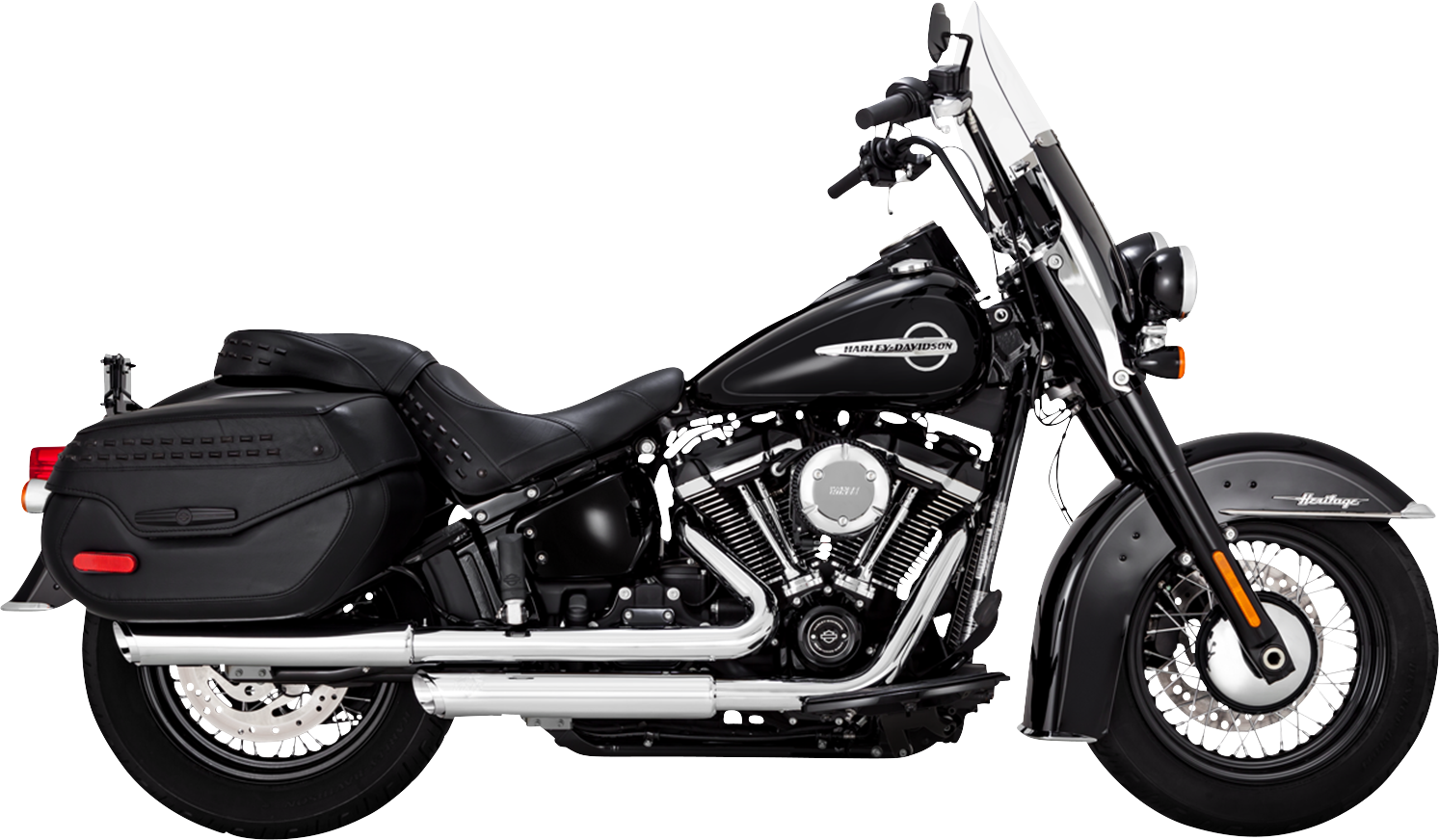Vance & Hines 3-inch Twin Slash Chrome Slip-On Muffler with PCX Technology for motorcycle exhaust systems
