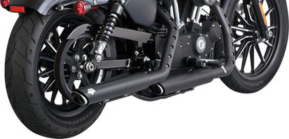 Black Vance & Hines 3-inch Twin Slash slip-on mufflers with PCX technology for motorcycles, part number 46361.