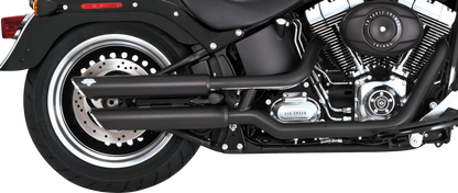 Black Vance & Hines 3-inch Twin Slash Slip-On Mufflers with PCX Technology, designed for motorcycle exhaust systems.