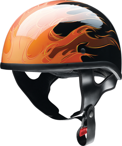 Z1R CC Beanie Helmet in Hellfire Orange, medium size, featuring a sleek design and padded interior for motorcycle riding safety.
