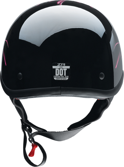 Z1R CC Beanie Helmet Hellfire Pink XL, motorcycle helmet with pink and black design, lightweight and protective for riders.