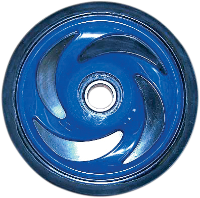 Parts Unlimited R5350J-2 201C idler wheel with insert and bearing for Indy Blue Group, 5.35-inch diameter.