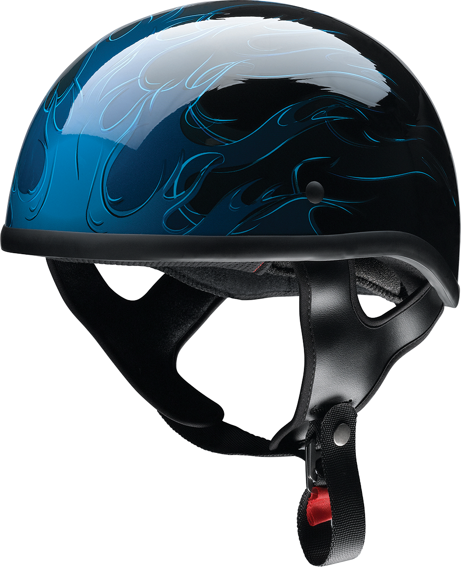 Z1R CC Beanie Helmet in Hellfire Blue, medium size, with sleek design and matte finish, shown from the side view.