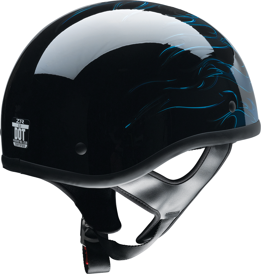 Z1R CC Beanie Helmet in Hellfire Blue, medium size with sleek design and ventilation, showing the helmet's exterior and branding.