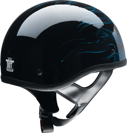 Z1R CC Beanie Helmet in Hellfire Blue, medium size with sleek design and ventilation, showing the helmet's exterior and branding.